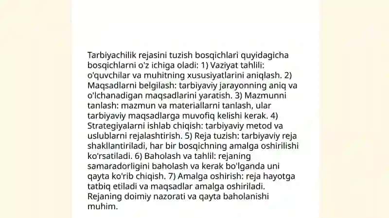 Tarbiyachining pedagogik faoliyatini rejalashtirish va tashkil etish 4