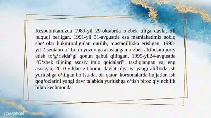 "Davlat tilida ish yuritish" fanining maqsad va vazifalari 4