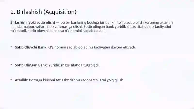 Tijorat banklari faoliyatini qayta tashkil etish shakllari 4