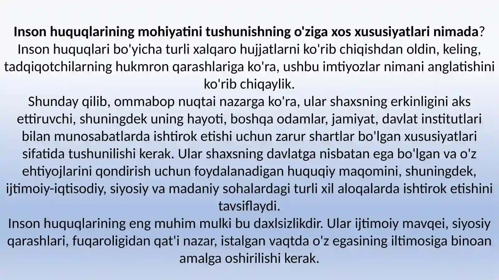 Inson huquqlari ajralmas hisoblanadi 4