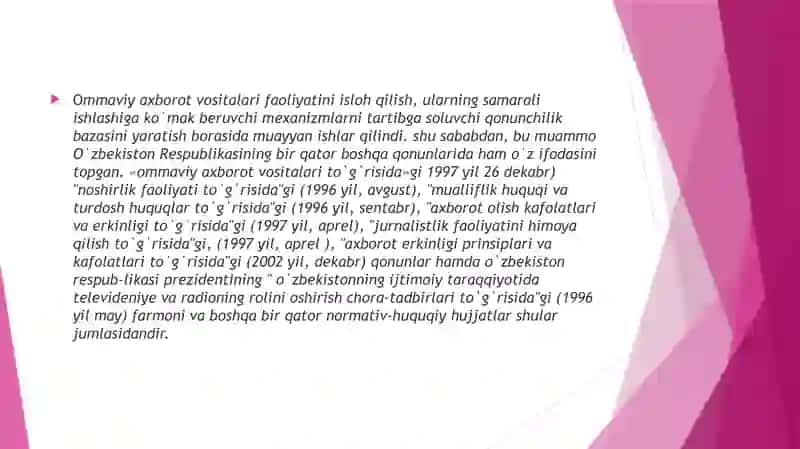 MATBUOT VA JURNALIST FAOLIYATI ERKINLIGI 4