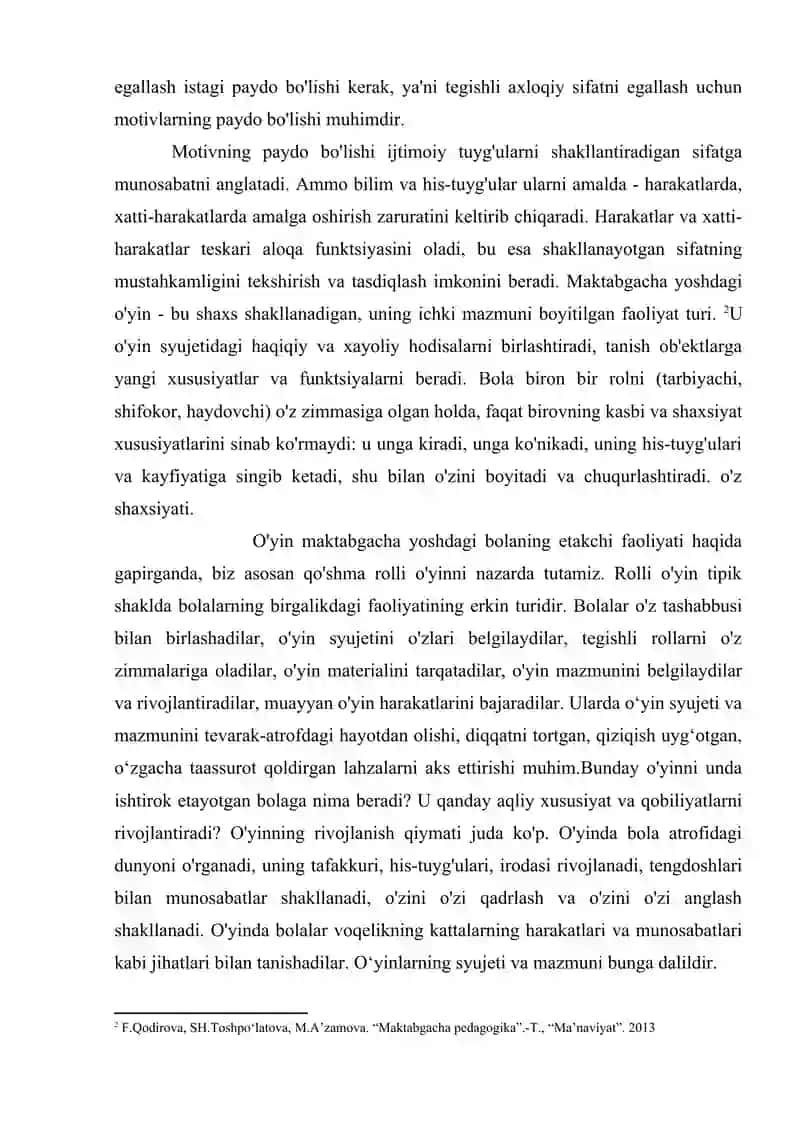 Syujetli rolli o’yinlar orqali maktabgacha o’rta yosh guruhi bolalarning axloqiy sifatlarini shakllantirish 4