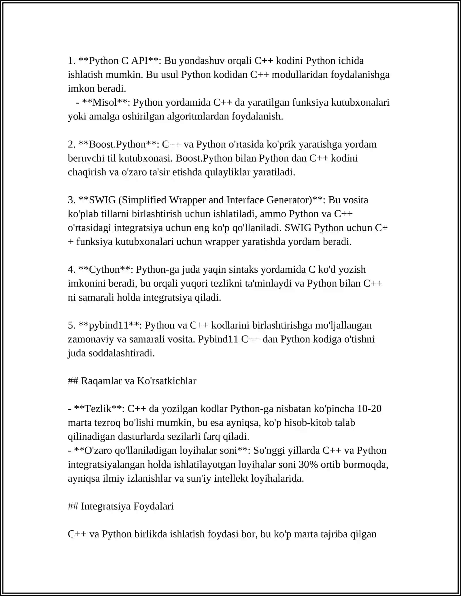 C++ NING BOSHGA DASTURLASH TILLARI BILAN INTEGRATSIYASI 4