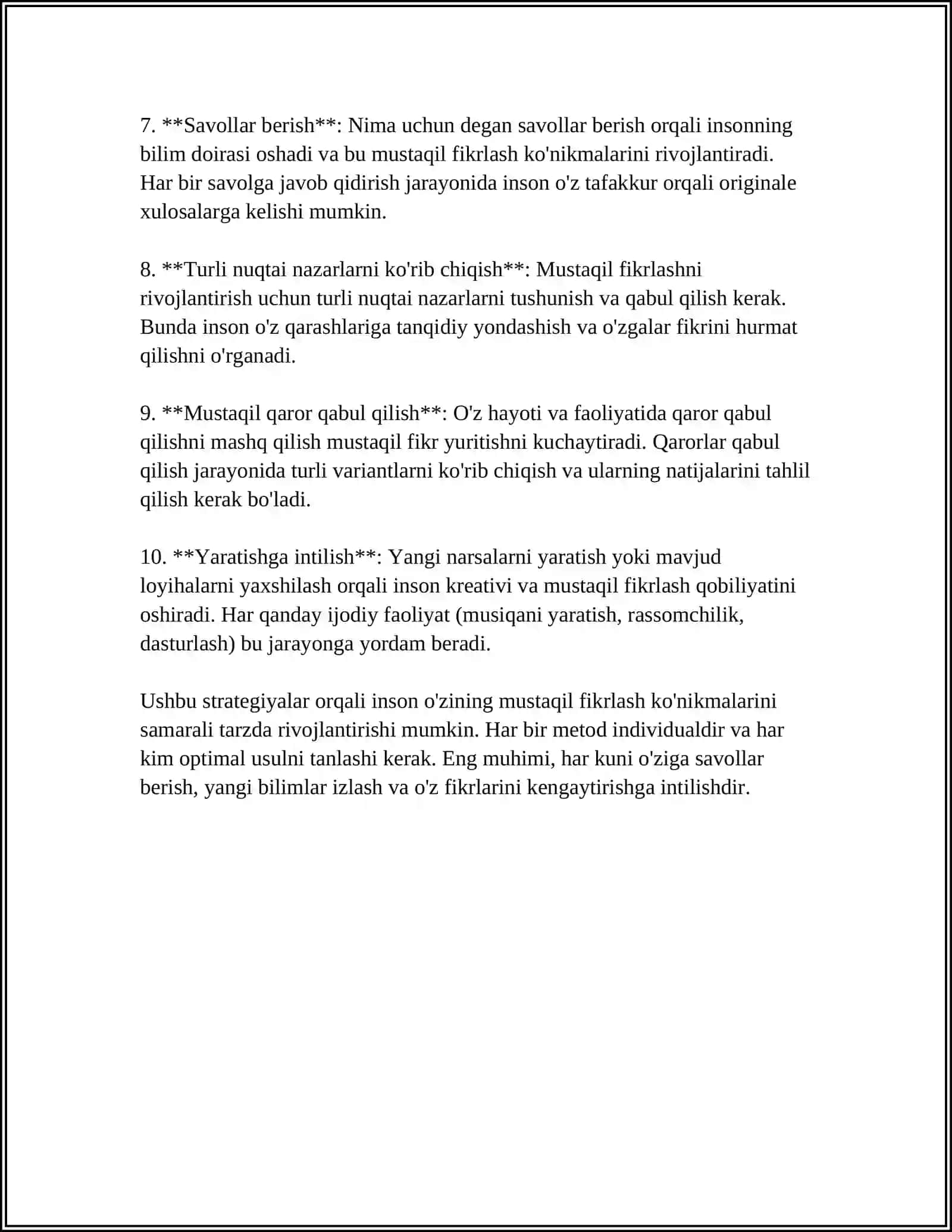 BIOLOGIYANI OʻQITISHDA OʻQUVCHILARNING MUSTAQIL VA IJODIY FIKR YURITISH KOʻNIKMALARINI TARKIB TOPTIRISH YOʻLLARI 4