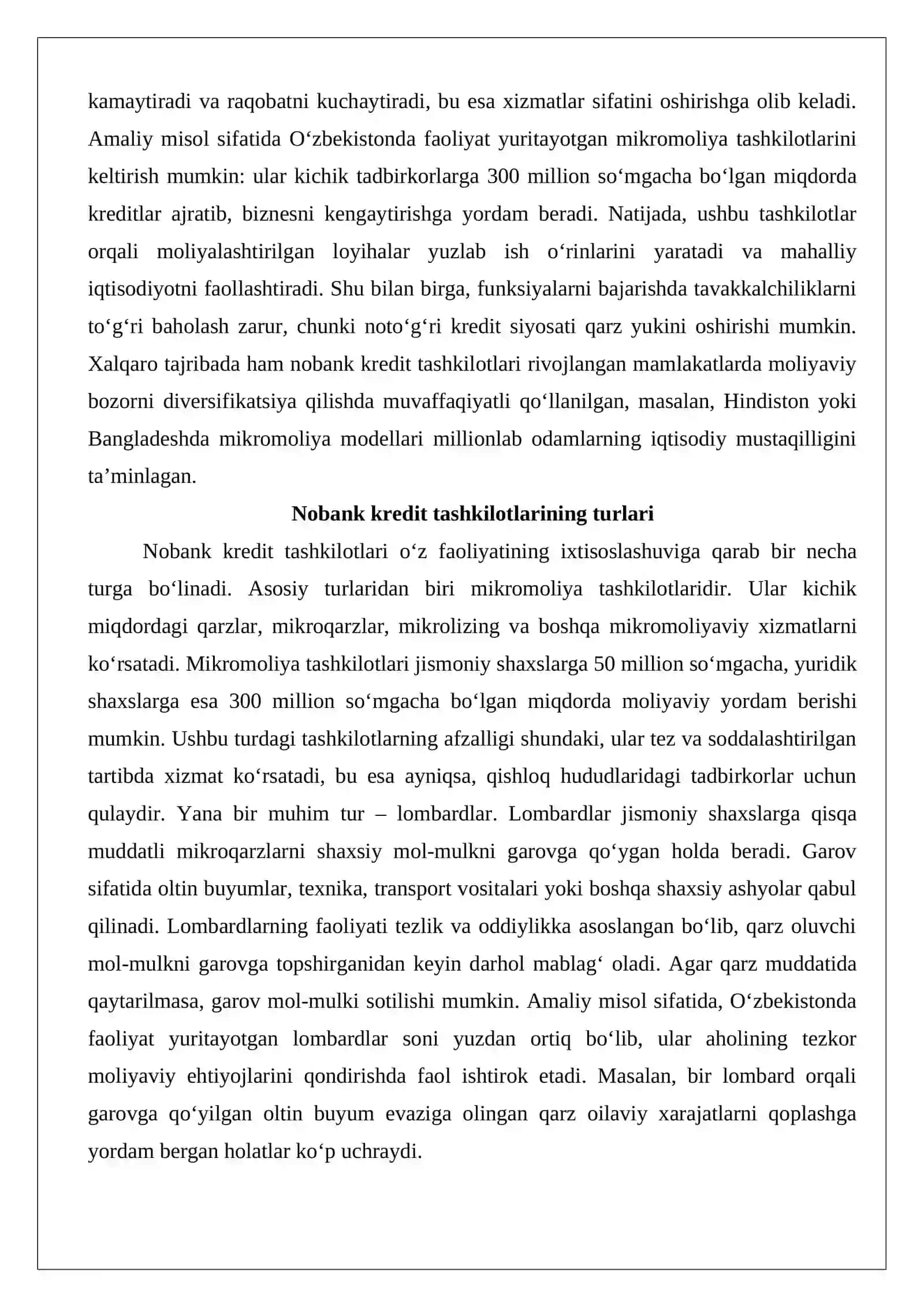 Nobank kredit tashkilotlari ustav kapitali, nobank kredit faoliyatini tashkil etish uchun qo‘yiladigan talablar 4