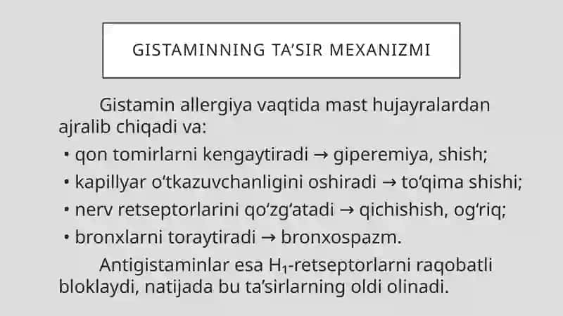 Antigistaminguruh preparatlari klinik farmakologiyasi 4