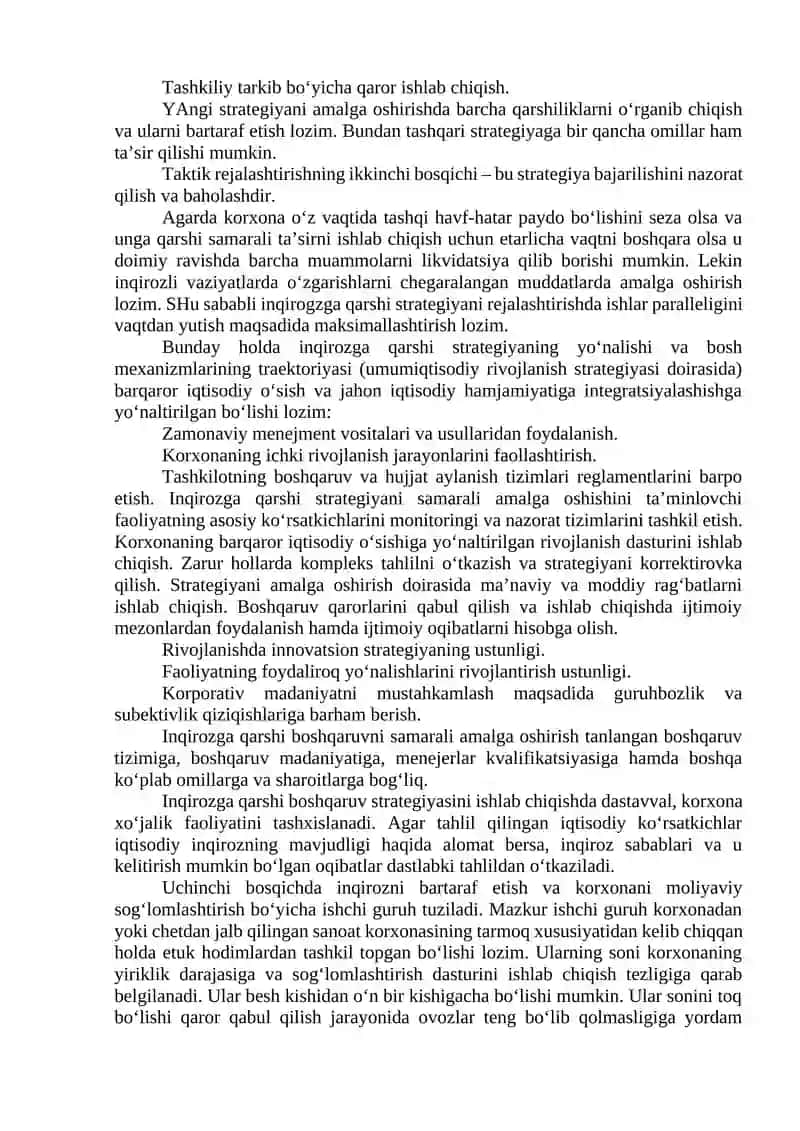 KORPORATIV TUZILMALARDA INQIROZGA QARSHI BOSHQARUVNING TASHKILIY XUSUSIYATLARI 4