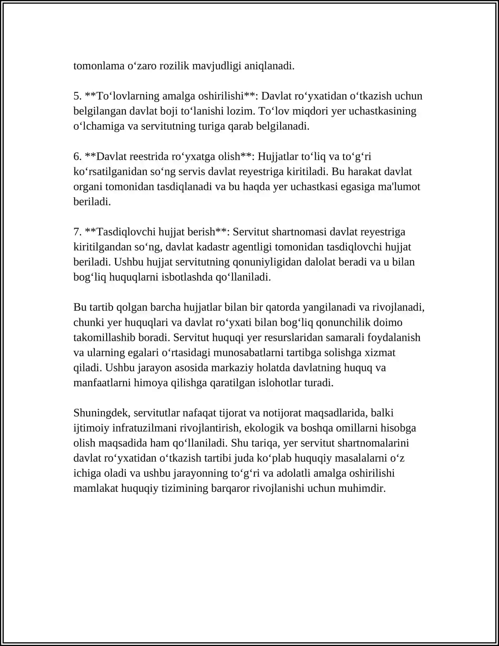 YER SERVITUT SHARTNOMALARINI RO‘YHATGA OLISH 4
