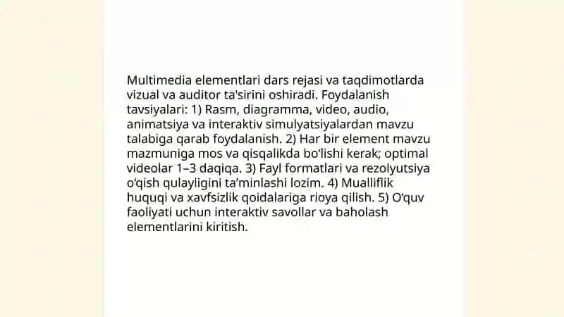 Boshlangʻich taʼlim tabiiy fanlar darslarida axborot texnologiyalardan foydalanishga oid taqdimot tayyorlash 4