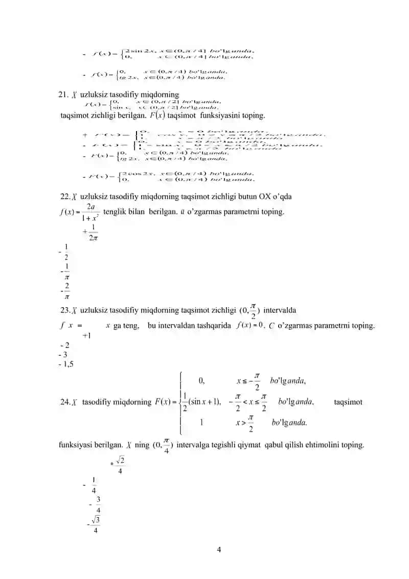 Ehtimollar nazariyasi va matematik statistika 4