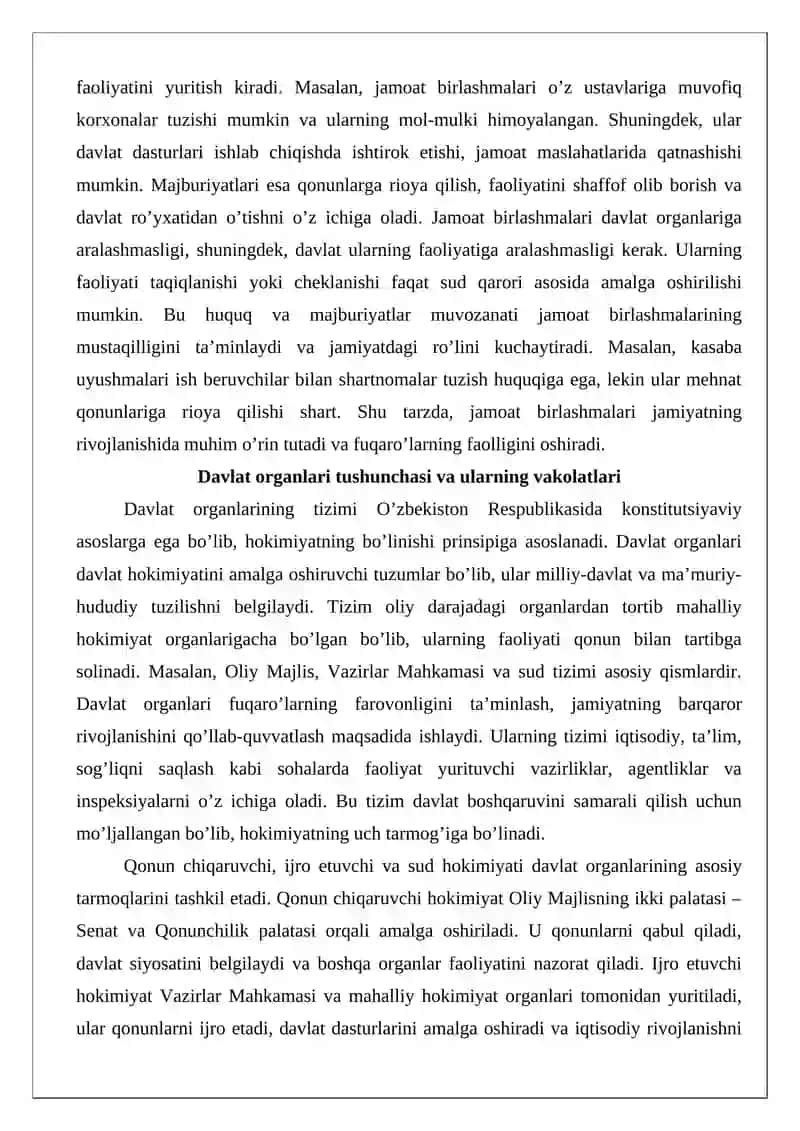 Jamoat birlashmalari va davlat organlarining o'zaro munosabatlari 4