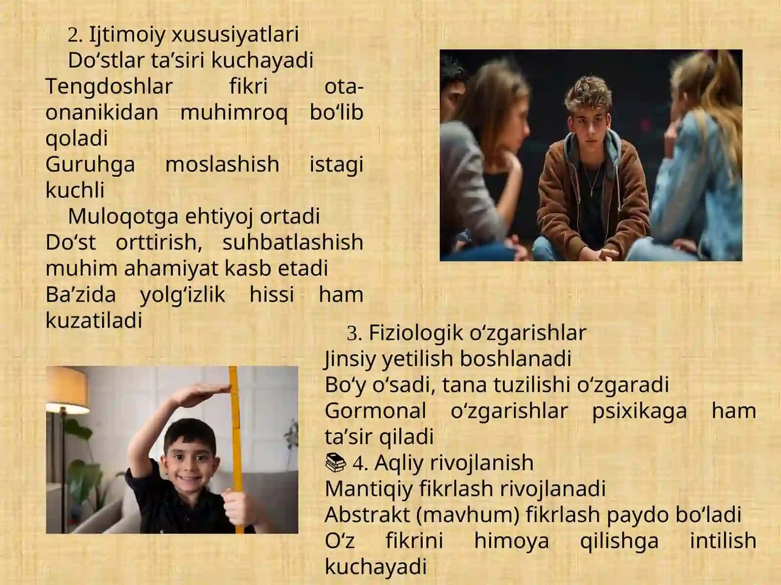 ILK O‘SPIRINLIK, YOSHLIK VA YETUKLIK DAVRI PSIXOLOGIYASI 4