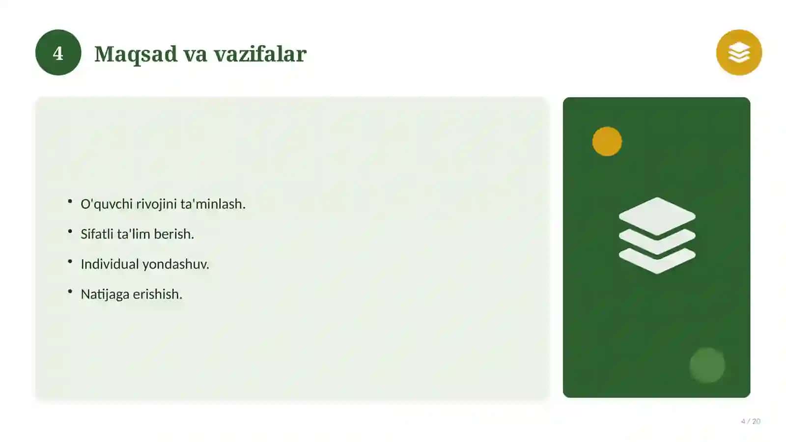 Pedagogik mahorat: nazariy asoslari, an'anaviy yondashuvda (Bitiruv malakaviy ishi (diplom)) 4