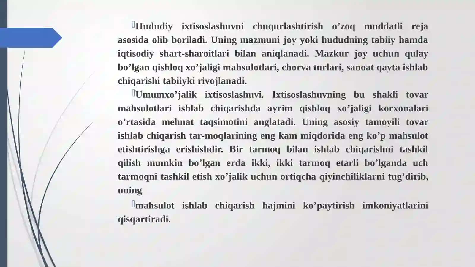 Agrobiznesda ISHLAB CHIQARISHNI JOYLASHTIRISH, IXTISOSLASHTIRISH VA INTEGRATSIYA JARAYONLARI 4