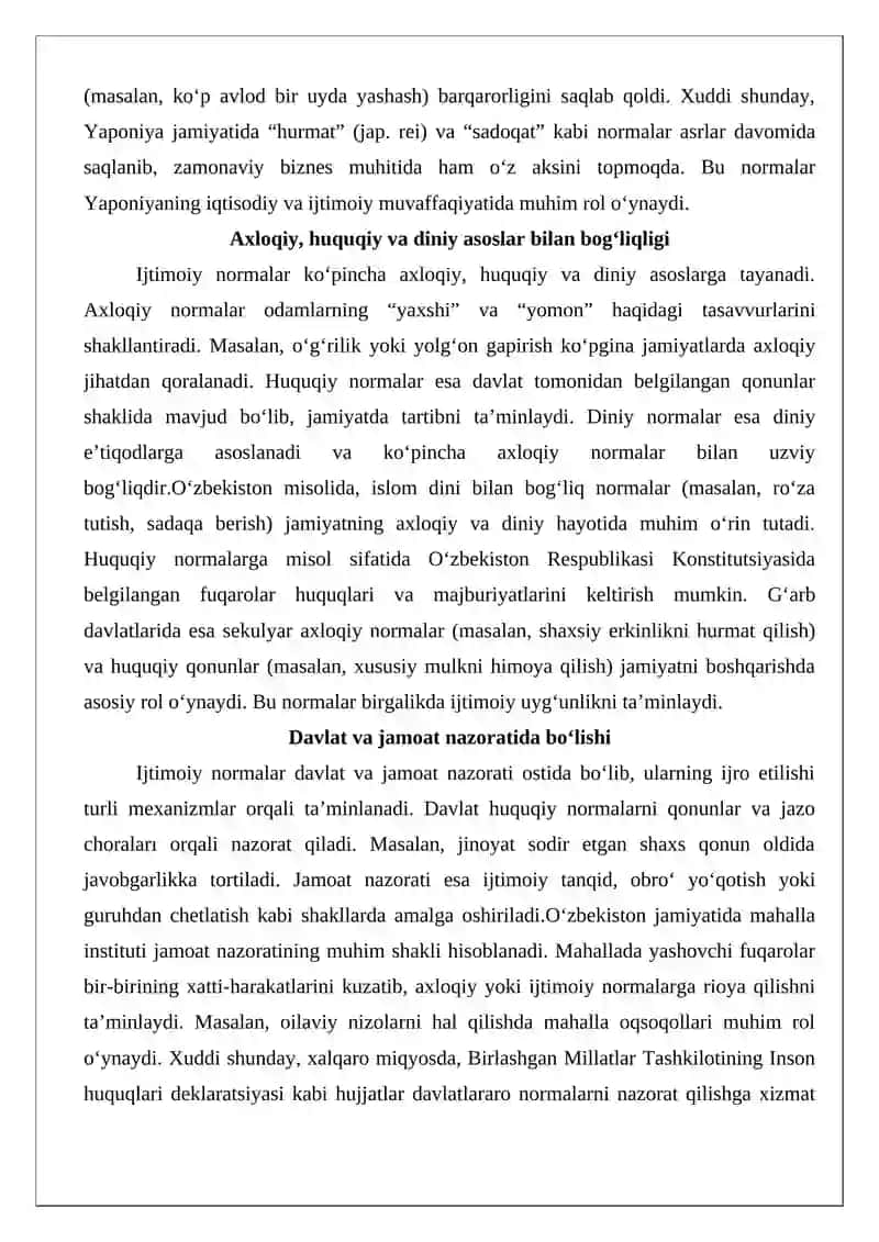 Ijtimoiy normalarning umumiy va o‘ziga xos xususiyatlari 4
