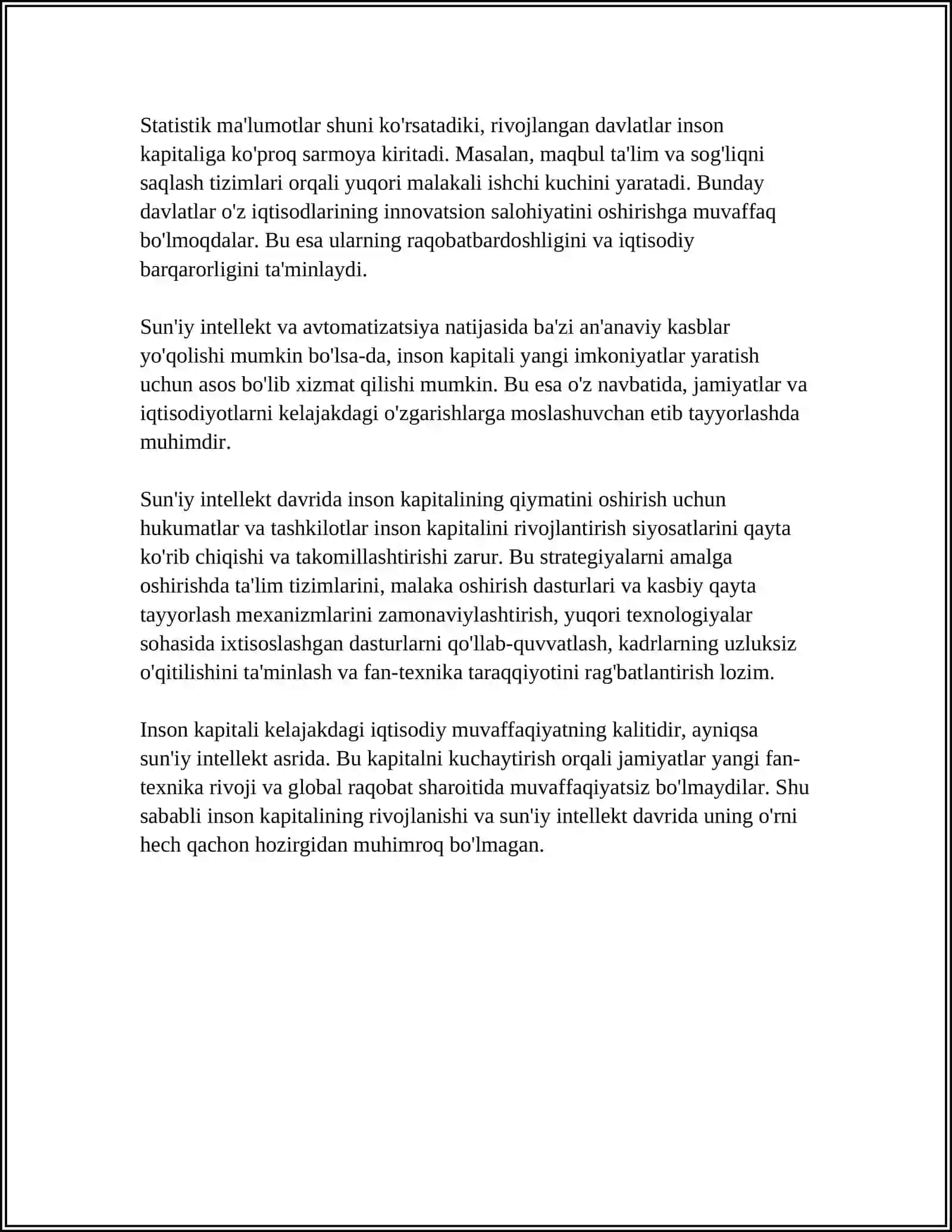 SUN’IY INTELLEKT VA YANGI KASBLARNING SHAKLLANISHIDA INSON KAPITALINING ROLI 4