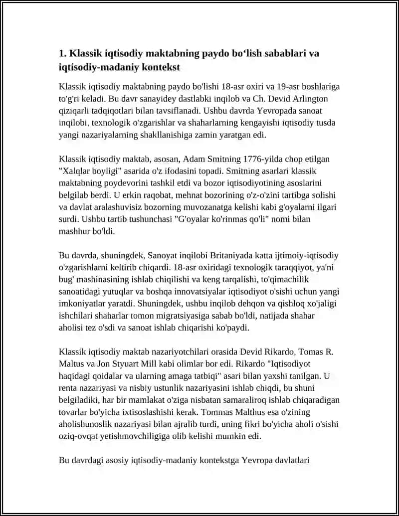 KLASSIK IQTISODIY MAKTABNING TOʻLA SHAKLLANISHI 4