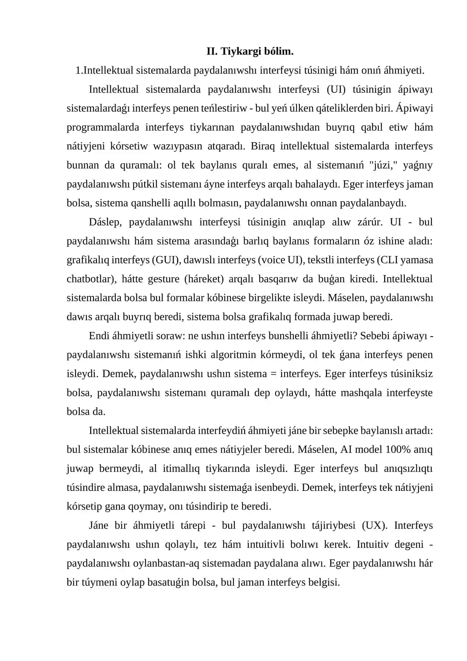 Intellektual sistemalarda paydalanıwshı interfeysi 4