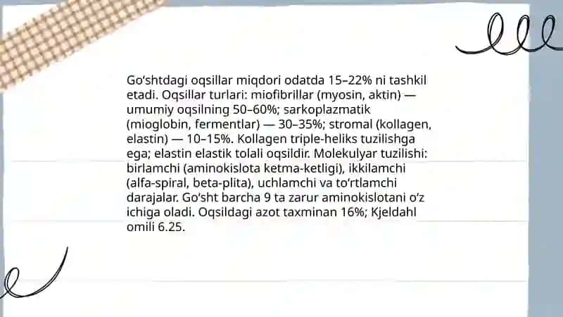 Goʻshtni kimyoviy tarkibi va xususiyatlari 4