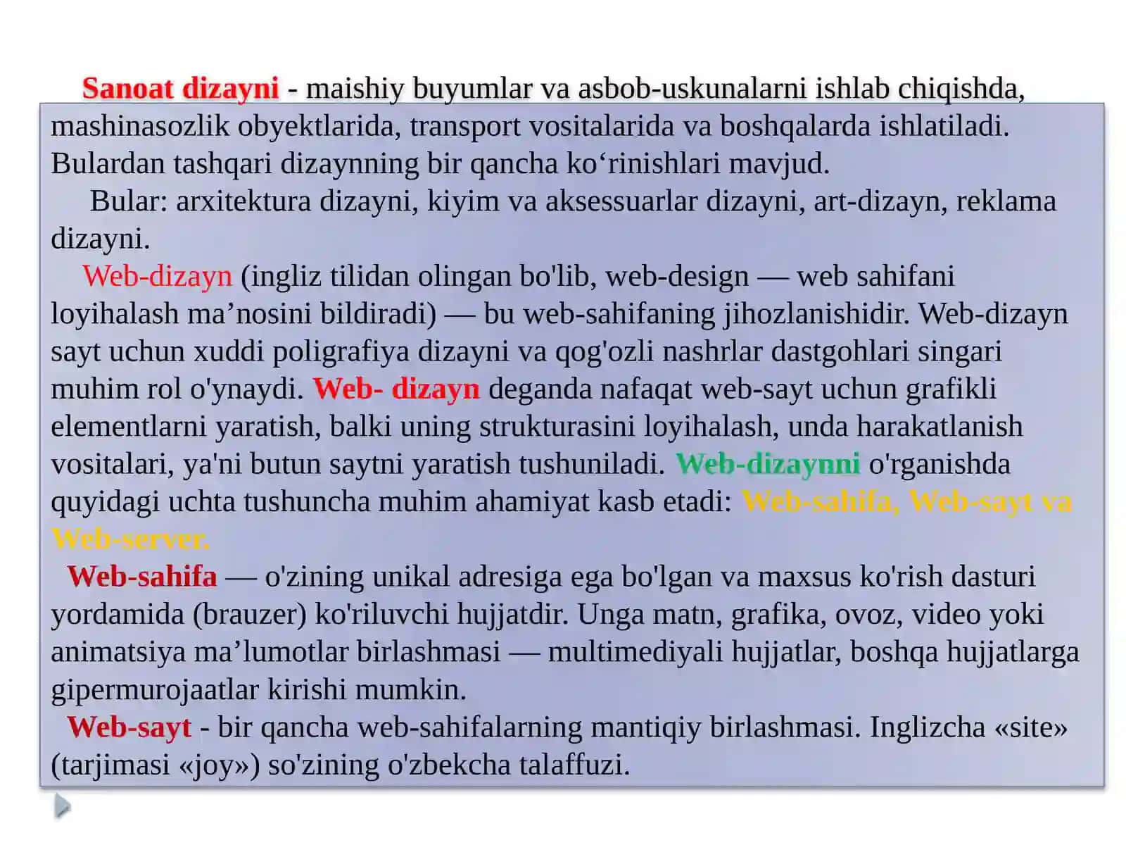 Web-dizayn va kompyuter grafikasi haqida mavzusiga tayyor taqdimot va slayd. 4