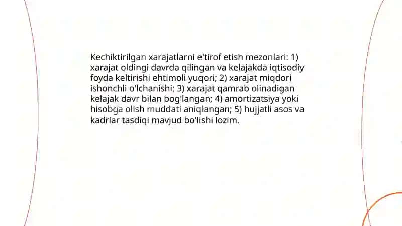 Kechiktirilgan xarajatlarni hisobga olish 4