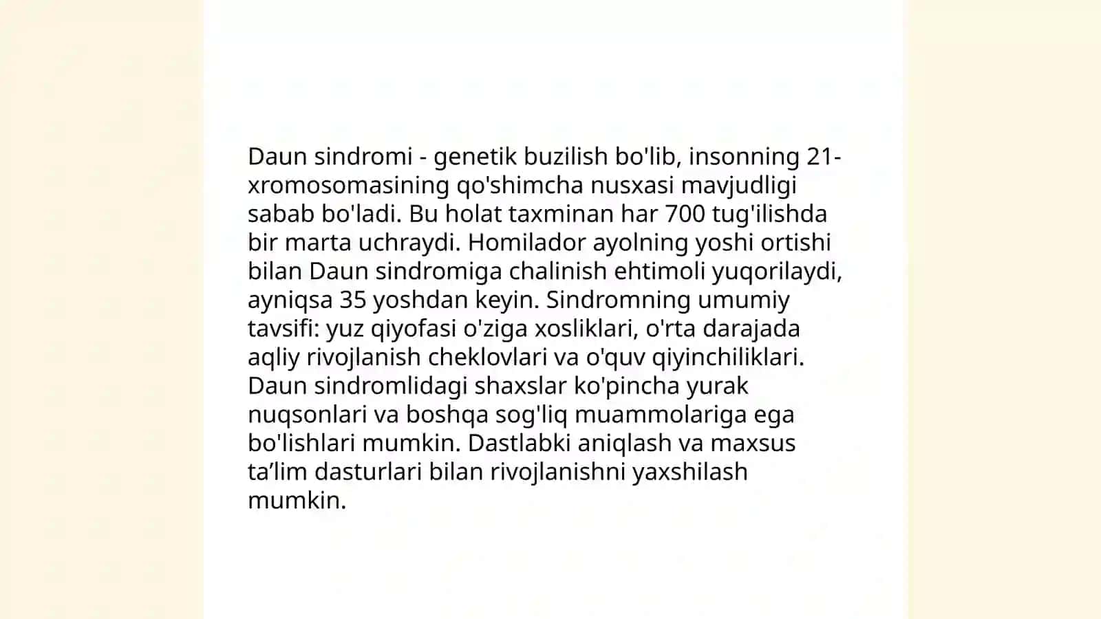 Aqli zaif bolalar va Daun sindiromi 4