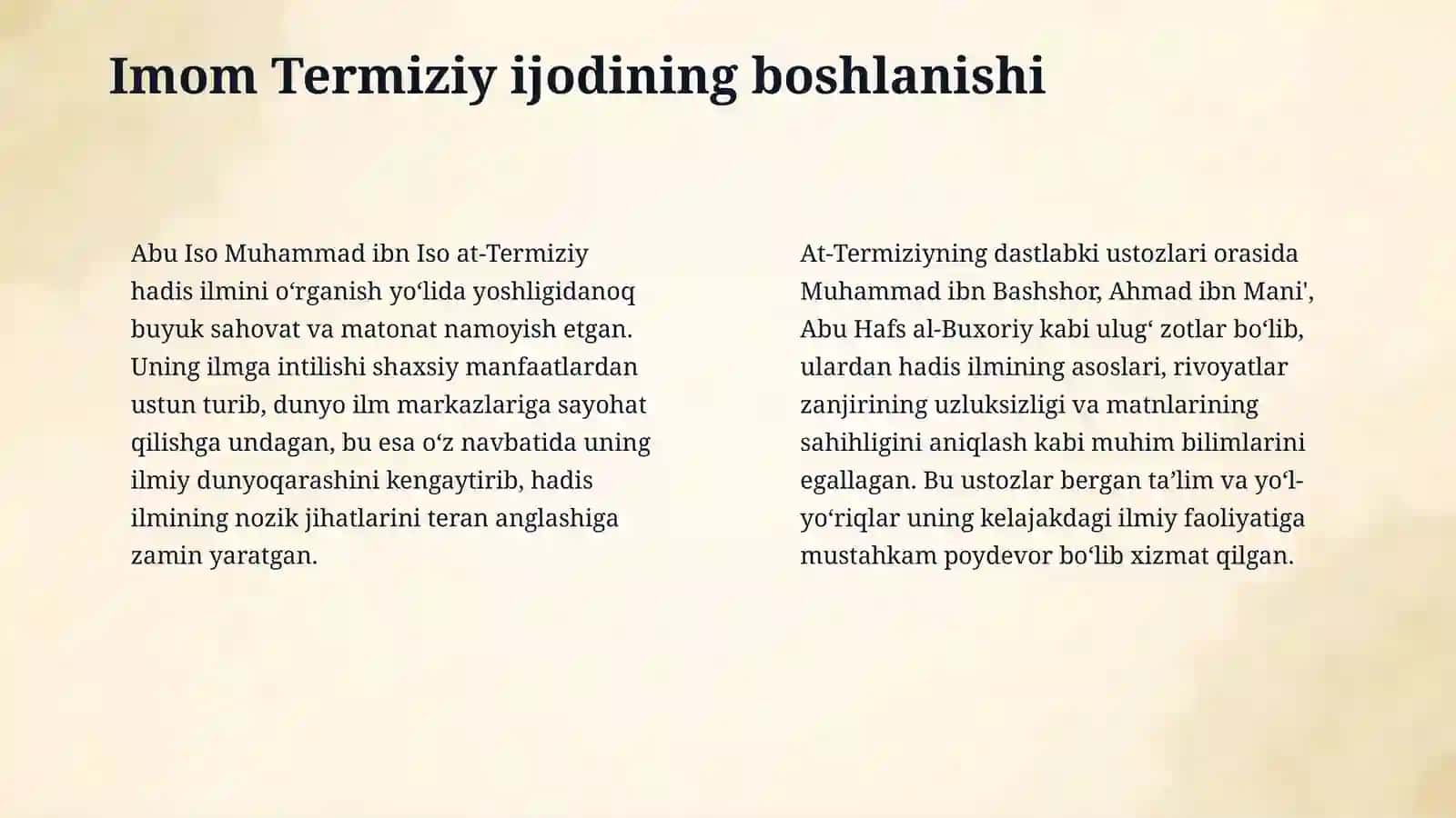 Imom at termiziyni hadis ilmiga qoshgan rivoji 4