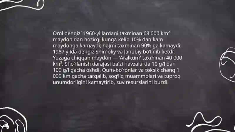 O'zbekistonda ekologik muammolar va ularning yechimlari: Orol fpojiasi misolida 4