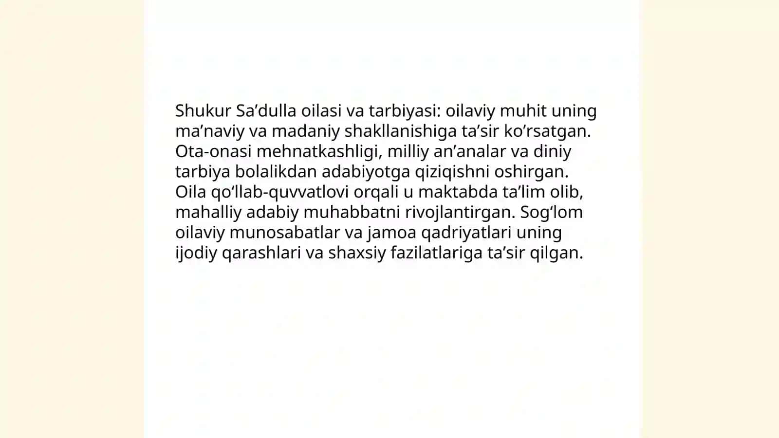 Shukur Sa'dulla hayoti va ijodi haqida 4