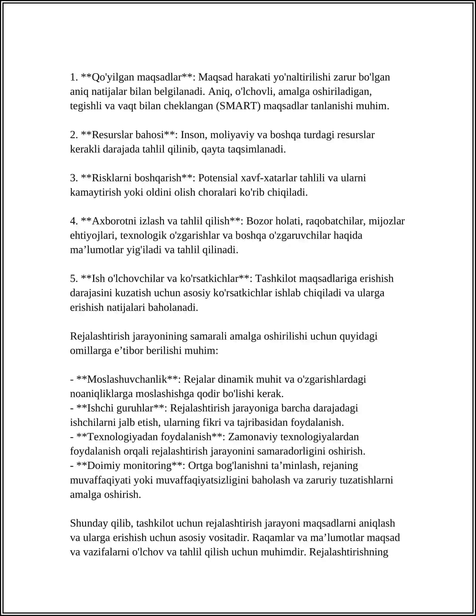 MUSTAQIL ISH Mavzu: ТАШКИЛОТЧИЛИК МАКСАДИНИ АНИКЛАШДА РЕЖАЛИЛИК 4