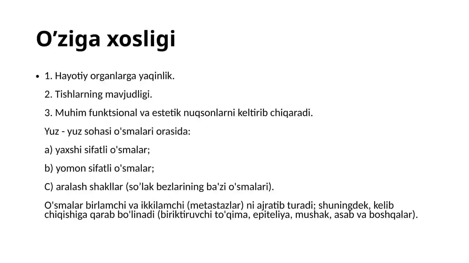 Yuz-jag‘ sohasi yumshoq to‘qimalari xavfsiz o‘smalari va o‘smasimon hosilalari (fibroma, fibramatoz, epulis, lipoma, gemangioma, limfangioma) 4