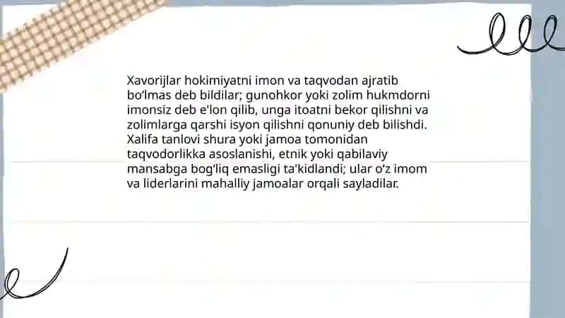 Xavorijlarning siyosiy va aqidaviy qarashlari 4