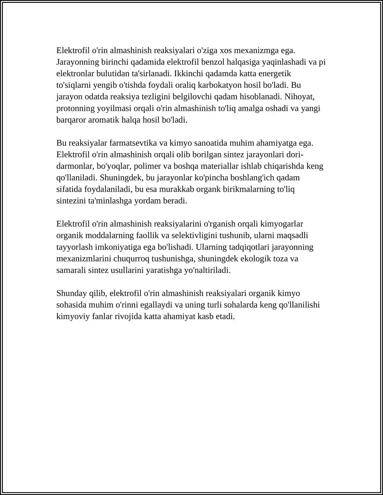 Aromatik Uglevodordalarda Elektrofil O'rin Almashinish Reaksiyalari 4