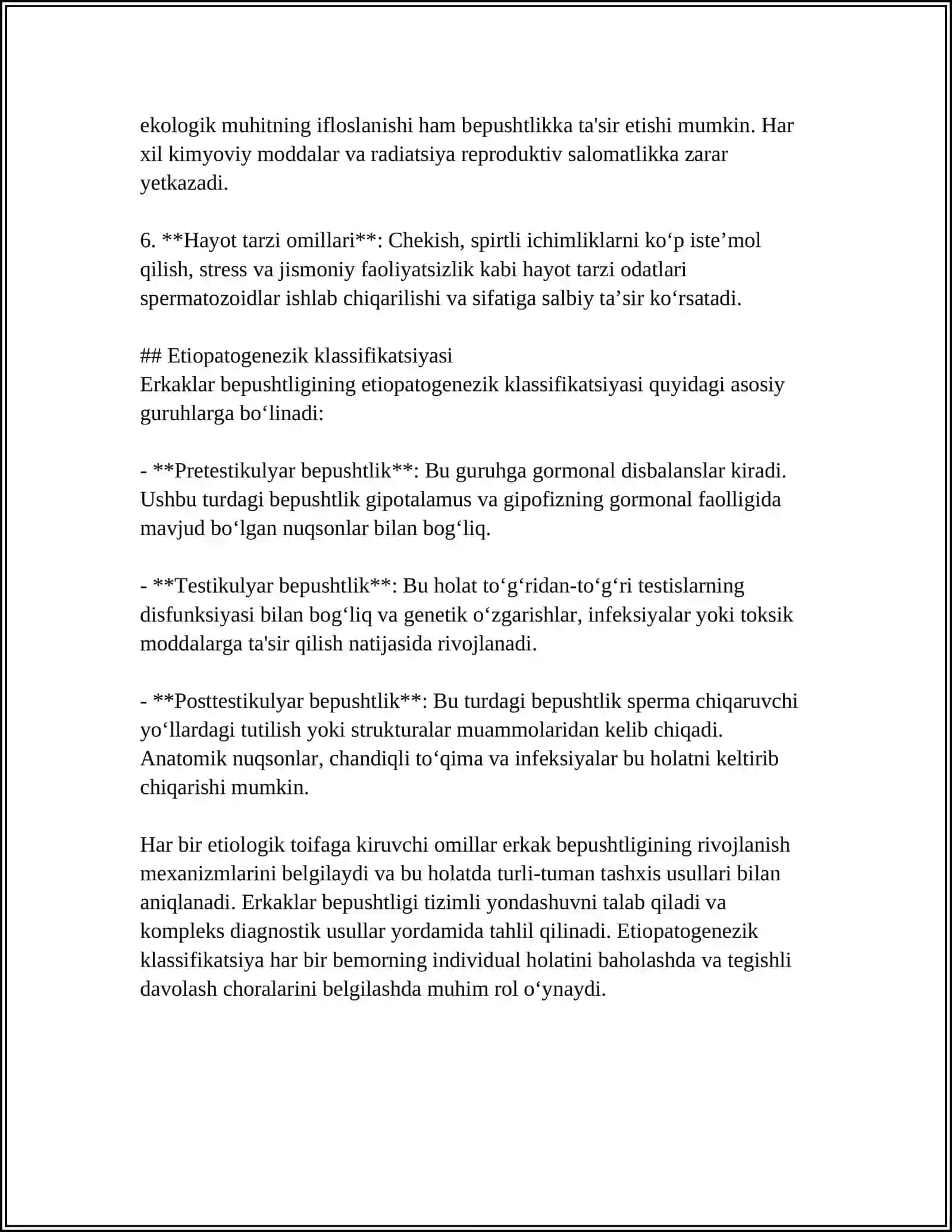 ERKAKLAR BEPUSHTLIGI ETIOLOGIYASI PATOGENEZI 4