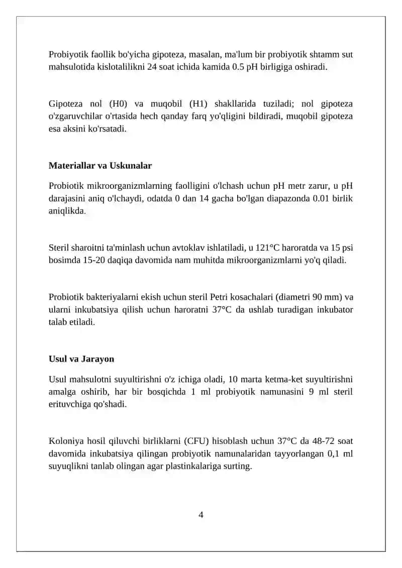 Sut maxsulotlarida probiotik mikroorganizmlar faoliyatini aniqlash boʻyicha tajriba oʻtkazish 4