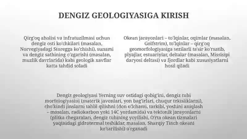 Dengiz va okeanlarning geologik ishini baholash 4