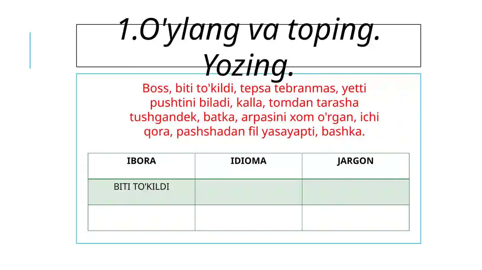 10-sinf O'zbek tili fanidan dars ishlanma. O'zgaruvchan dunyo 4
