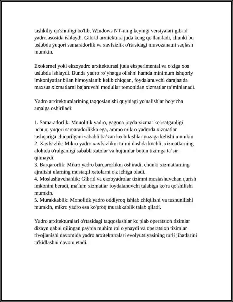 ZAMONAVIY OPERATSION TIZIMLAR TAHLILI 4