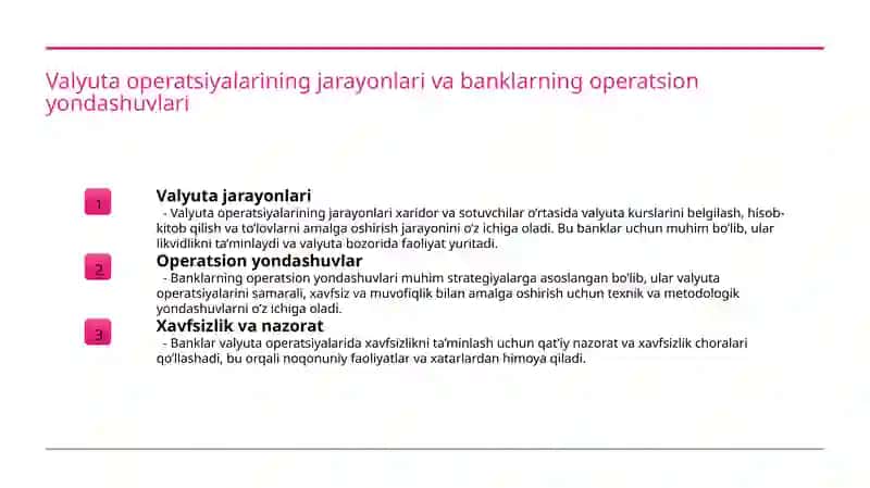 Tijorat banklarida valyuta operatsiyalarini tashkil etish taqdimot 4