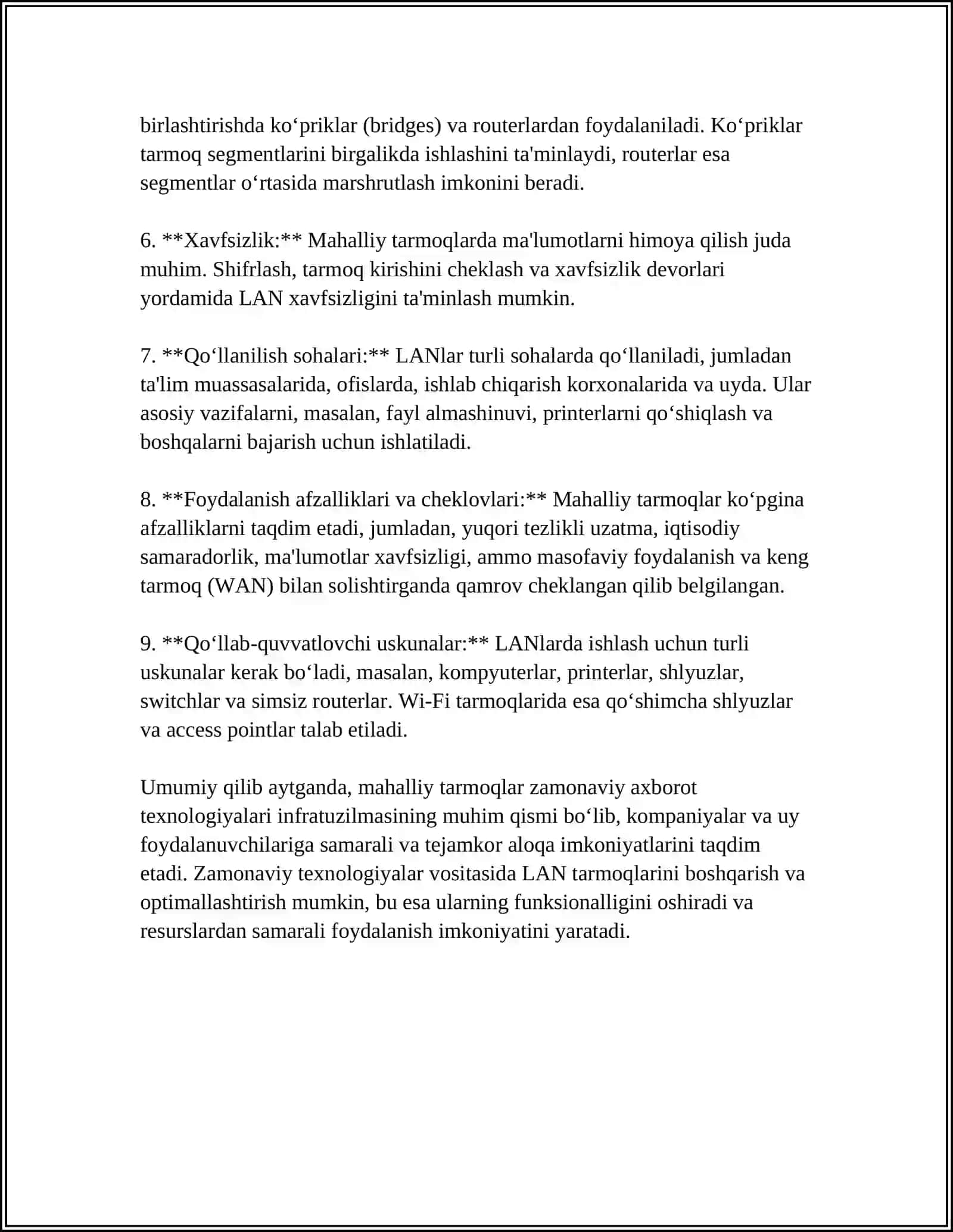 LOKAL TARMOQ ORQALI AXBOROTLAR ALMASHISH 4
