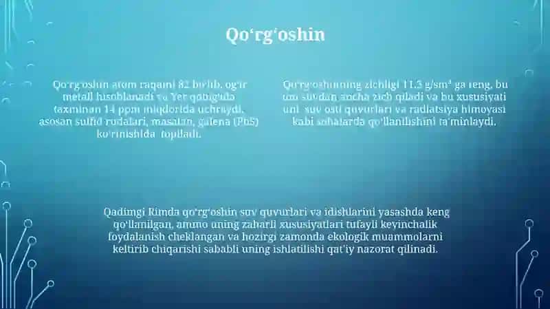 Davriy sistemaning asosiy guruppacha 4-A guruh elementlari 4