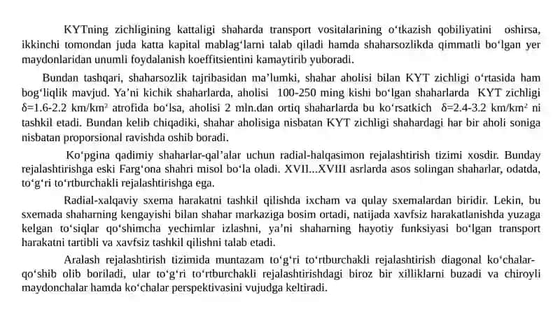 YO‘L VA YO‘L BO‘YIDAGI ELEMENTLARI. SHAHAR YO‘LLARINI LOYIHA QIDIRUV ISHLARI. SHAHAR YO‘LLARINI LOYIHALASH ASOSLARI. SHAHAR  KO‘CHALARINING KO‘NDALANG  KESIMLARI 4