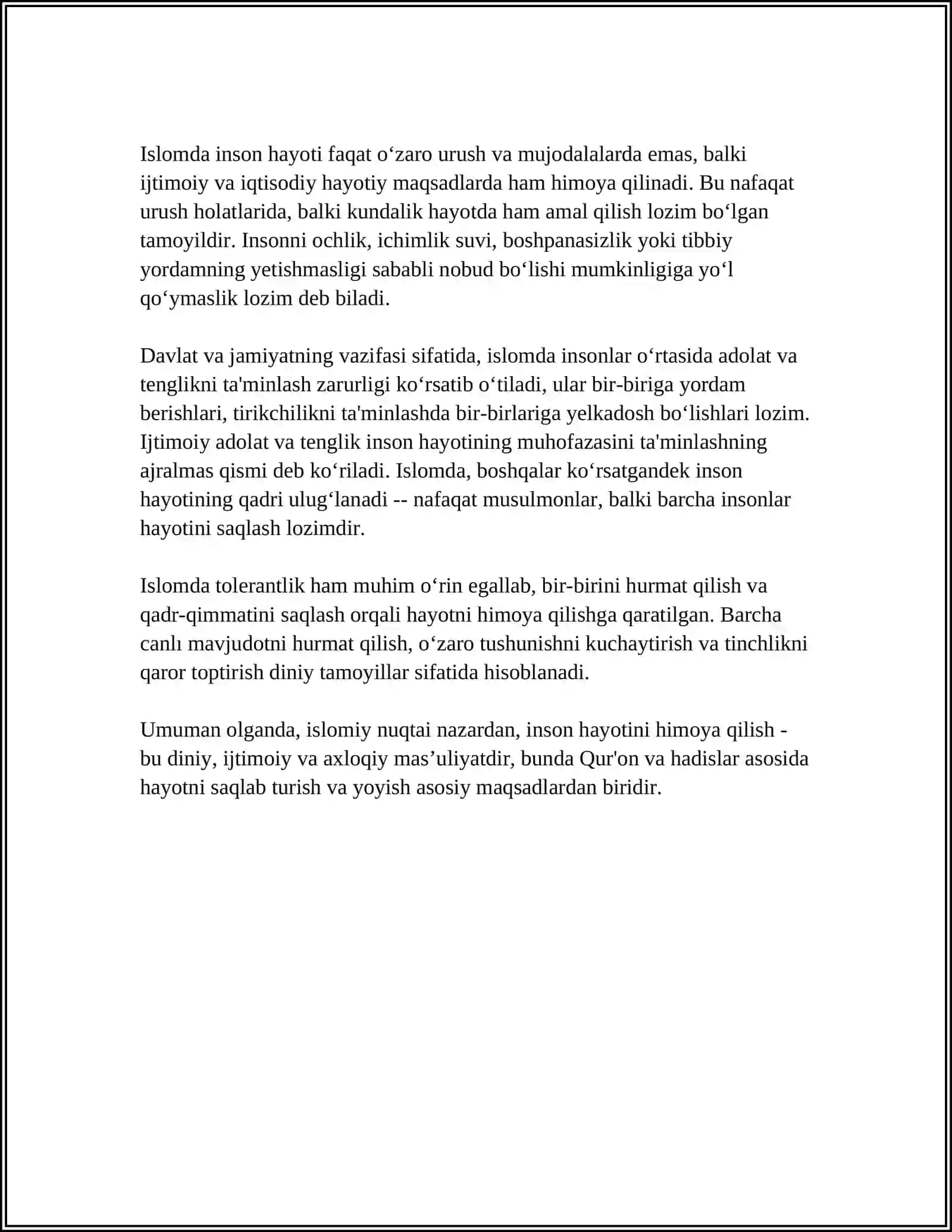 ISLOMDA INSON HUQUQLARI HIMOYASI, IJTIMOIY TENGLIK, ADOLAT VA TOLERANTLIK 4