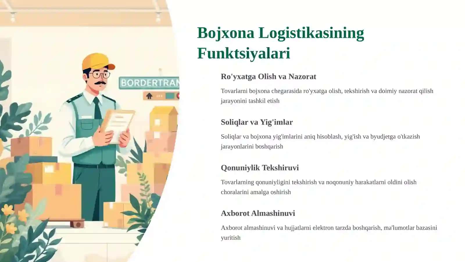 Bojxona Logistikasi: Tushunchasi, Funktsiyalari va Ish Xususiyatlari 4