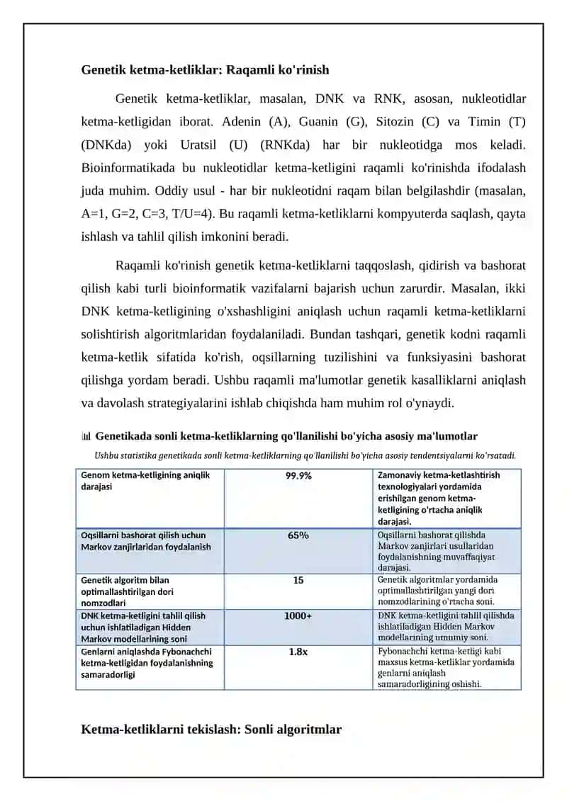 Genetikada sonli ketma-ketliklarning tatbiqlari 4