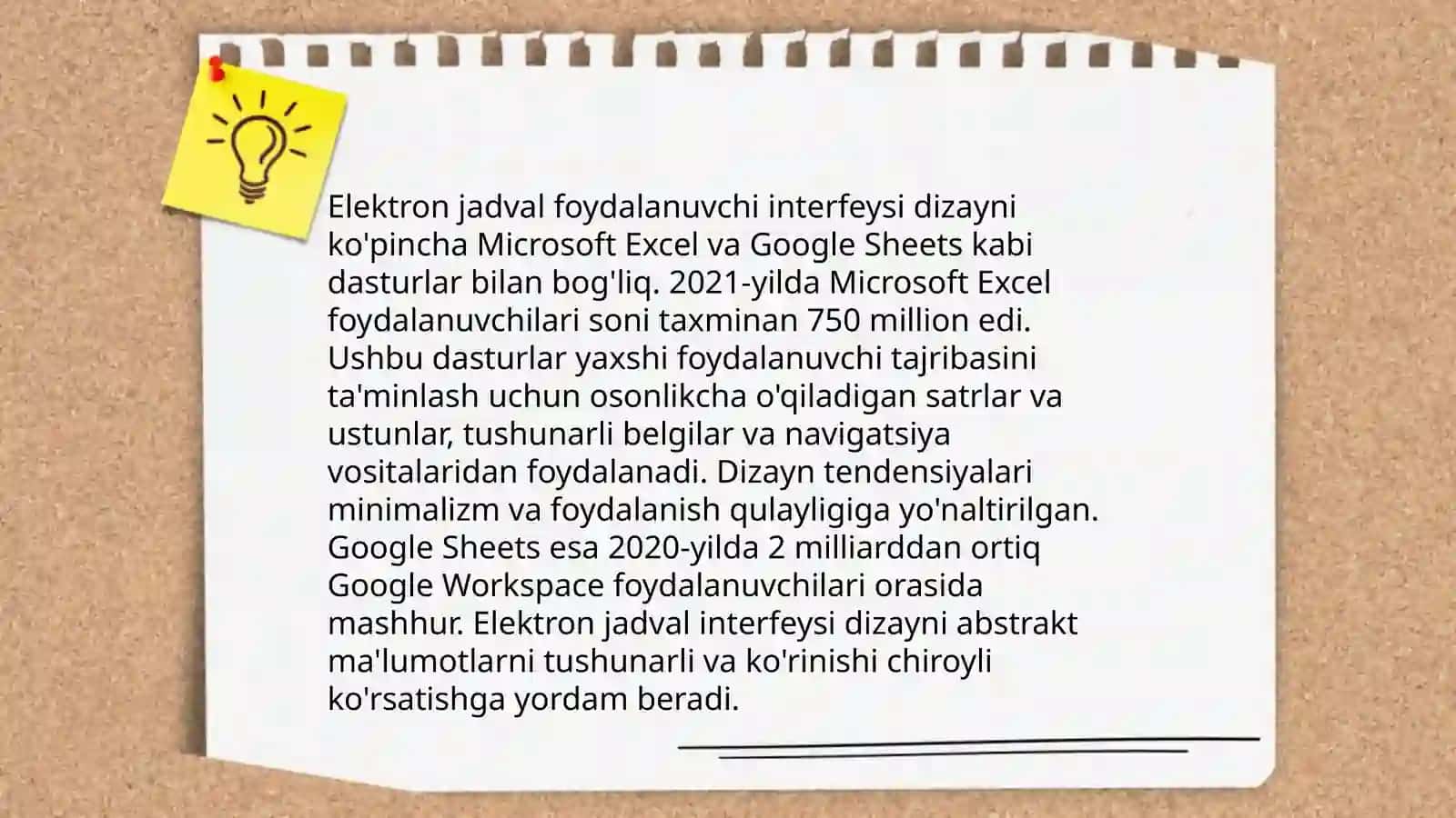Elektron jadvalni loyihalash. Dizayn shakllantirish 4