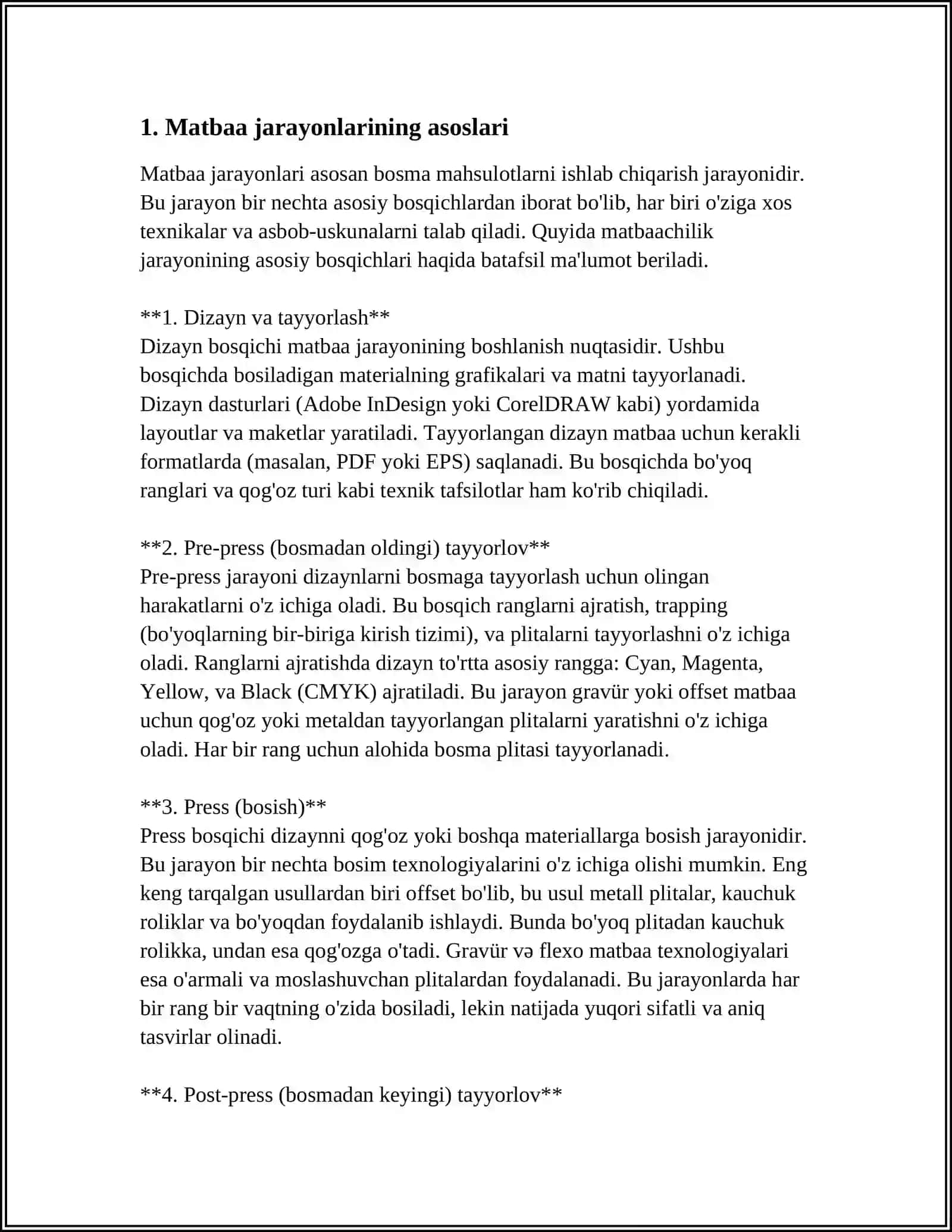 Matbaa jarayonlarining asoslari 4