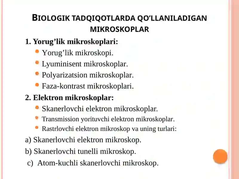 Biologik tadqiqotlarda mikroskopik tekshirish usullari 4