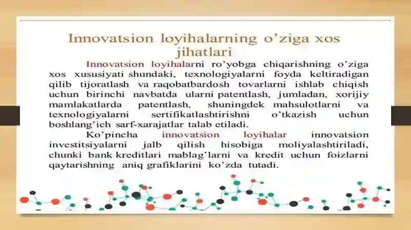 O‘zbekistonda innovatsion faoliyatning  tashkiliy tizimi va undan amalda foydalanish holati taxlili 4