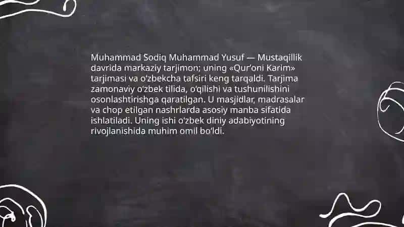 Mustaqillik yillarida Qurʼonning oʻzbek tiliga tarjima qilinishi va tafsirlari haqida 4